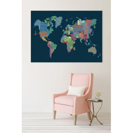 Tableau carte du monde BLUE WORLD