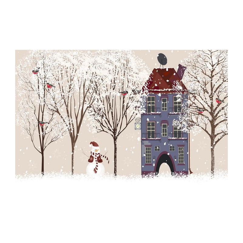 Boîte de Noël motif feuillage hiver gris et blanc x2