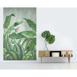 Papier peint dessin design feuilles verte de la jungle