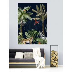 Affiche représentant des animaux exotiques dans la jungle
