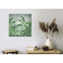 Toile murale jungle chic avec perroquets et feuillage