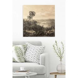 Tableau nature représentant une jungle luxuriante vintage