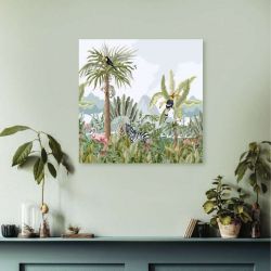 Tableau paysage nature avec ambiance tropicale et feuillage dense