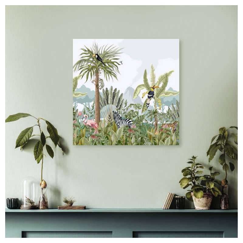 Tableau paysage nature avec ambiance tropicale et feuillage dense