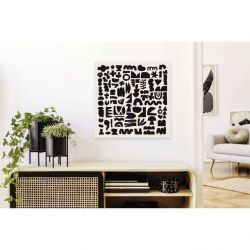 Toile décorative avec pictogrammes contemporains sur fond clair