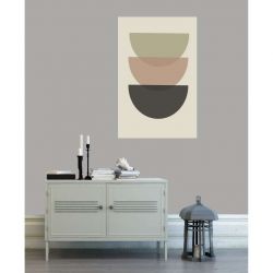 Tableau zen avec demi-cercles vert sauge rose et noir