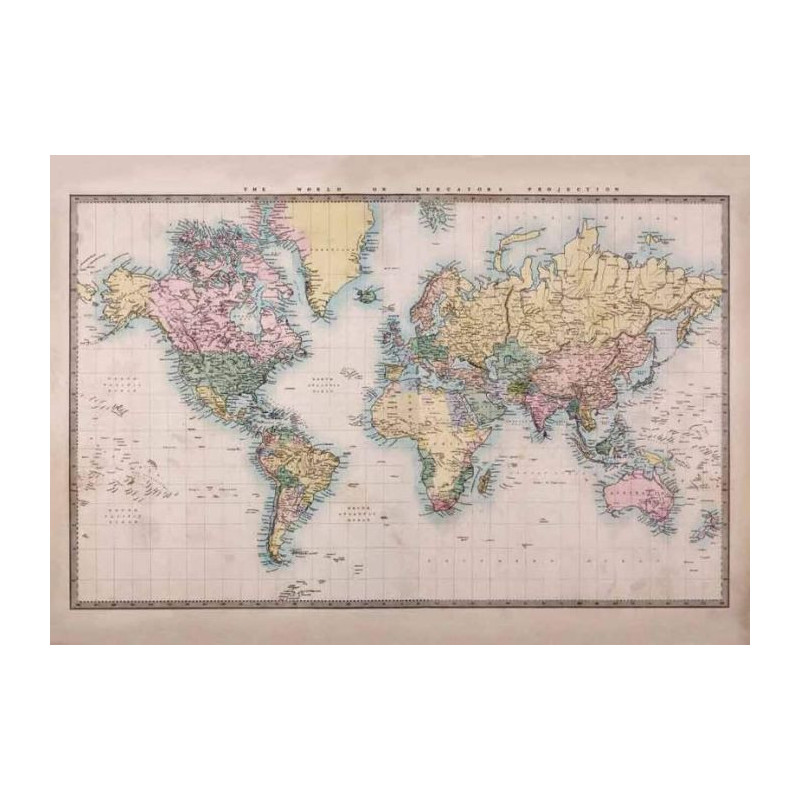 Grande carte du monde vintage XXL