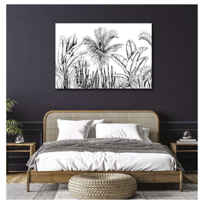 Poster tête de lit JUNGLE NOIR ET BLANC