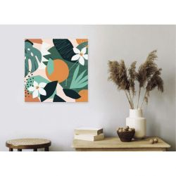 Tableau carré motifs FRUITS ET PLANTES EXOTIQUES