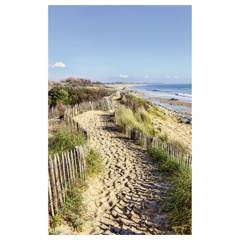 Déco à coller sur une porte : paysage trompe l'oeil plage