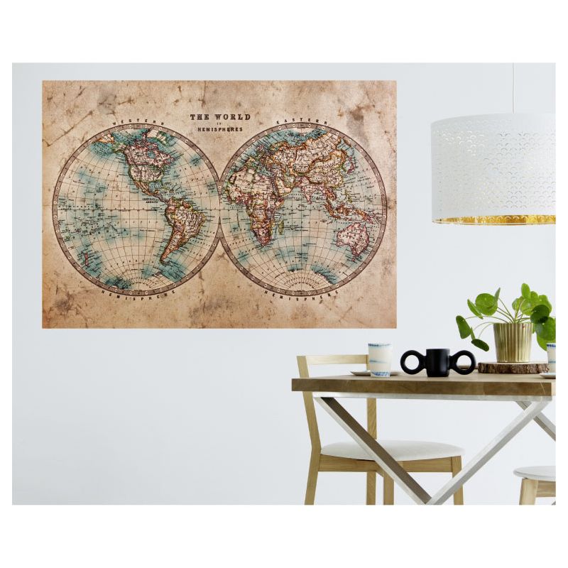 Affiche de carte du monde hemisphere