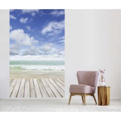WOODEN PLANKS AND SEA Poster
