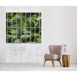 GLASS PARTITION WALL AND CONCRETE Wallpaper