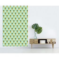 Papier peint motif vert et jaune ananas
