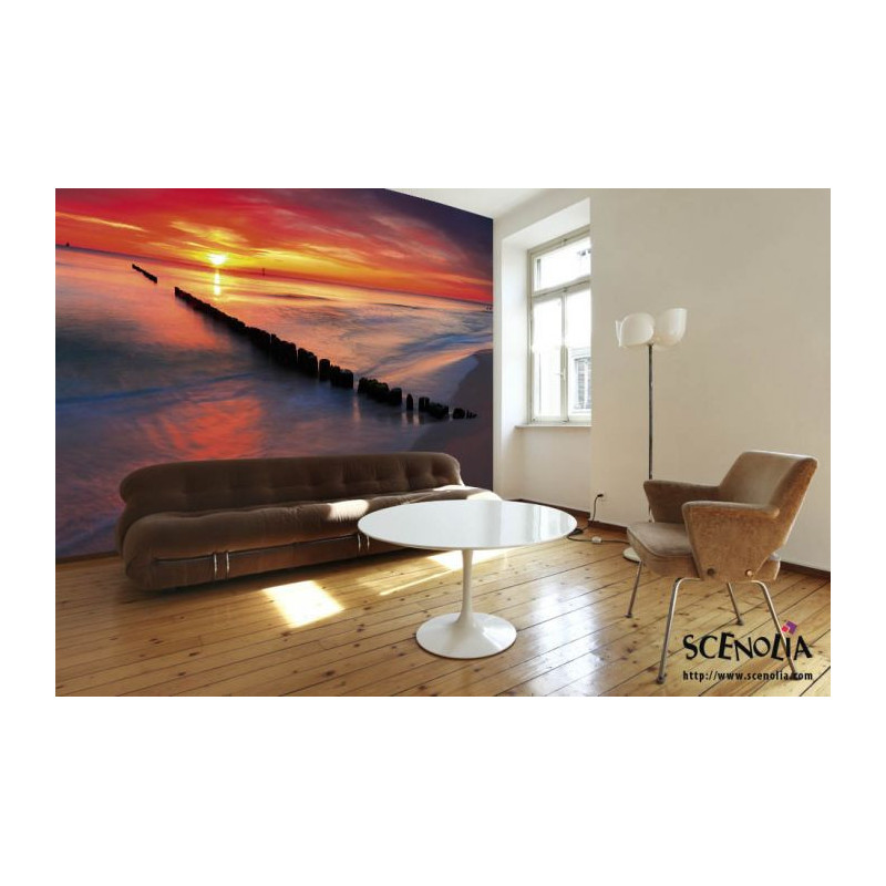 Papier Peint coucher de soleil sur la mer