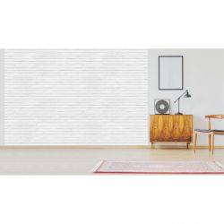 Tapisserie trompe l'oeil mur de briques blanches