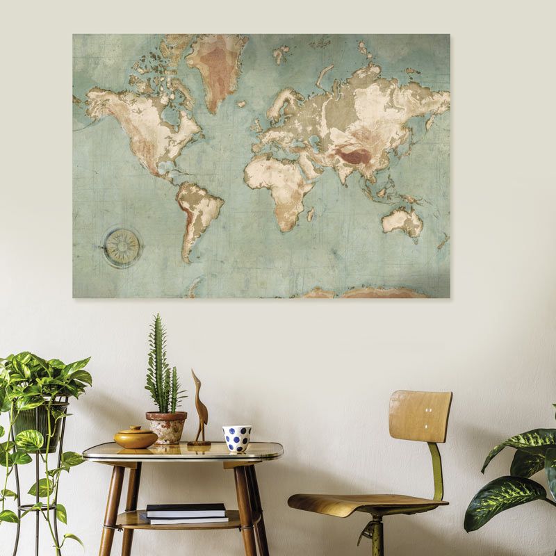 Lienzo impreso VINTURA - Lienzo mapa del mundo