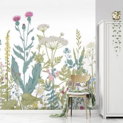 Tapisserie murale fleurs inspirée d'un champ de fleurs