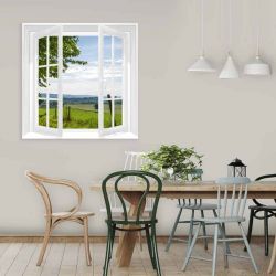 Hermosa vista del campo a través de una ventana - Lienzo impreso