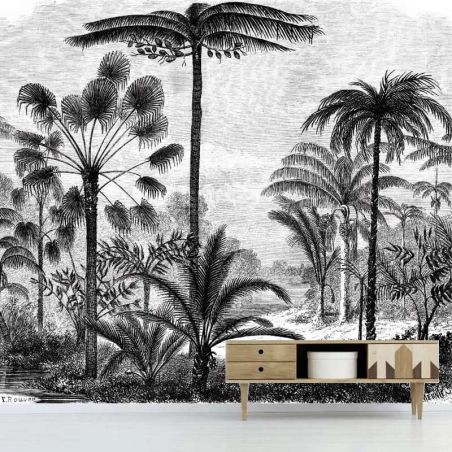 Grand papier peint panoramique découpé, fresque papier peint pré encollé,  au bord de l'étang, nature, animaux, pose sans colle, 65 cm X 172 cm
