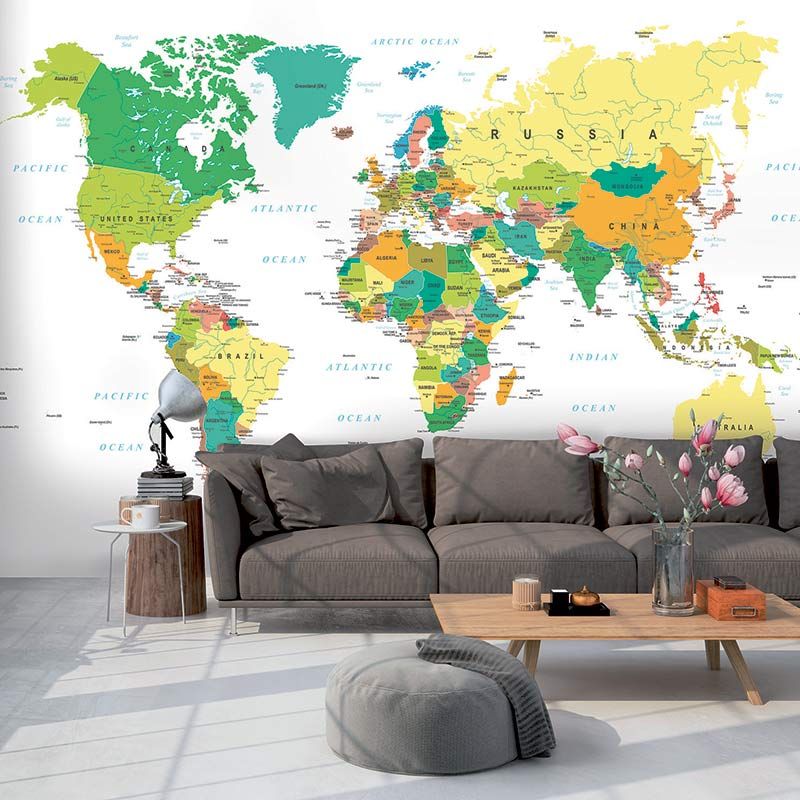 Poster panoramique carte du monde sur tout le mur