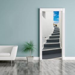 Poster de porte escalier en trompe l'oeil