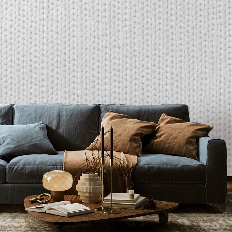 Papier peint imitation laine blanche