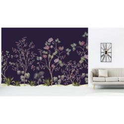 Décor mural botanique pourpre XXL