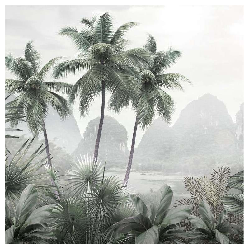Poster affiche jungle en noir et blanc - paysage aux plamiers