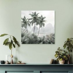 Toile murale palmiers dans jungle couleurs sobre