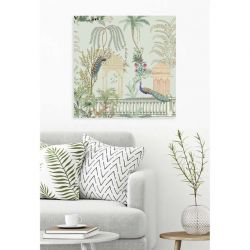 Cadre mural jardin exotique romantique aux paons