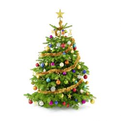 Poster árbol de Navidad decorado con guirnaldas y adornos