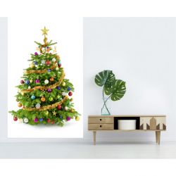 Poster mural sapin décoré pour les fêtes