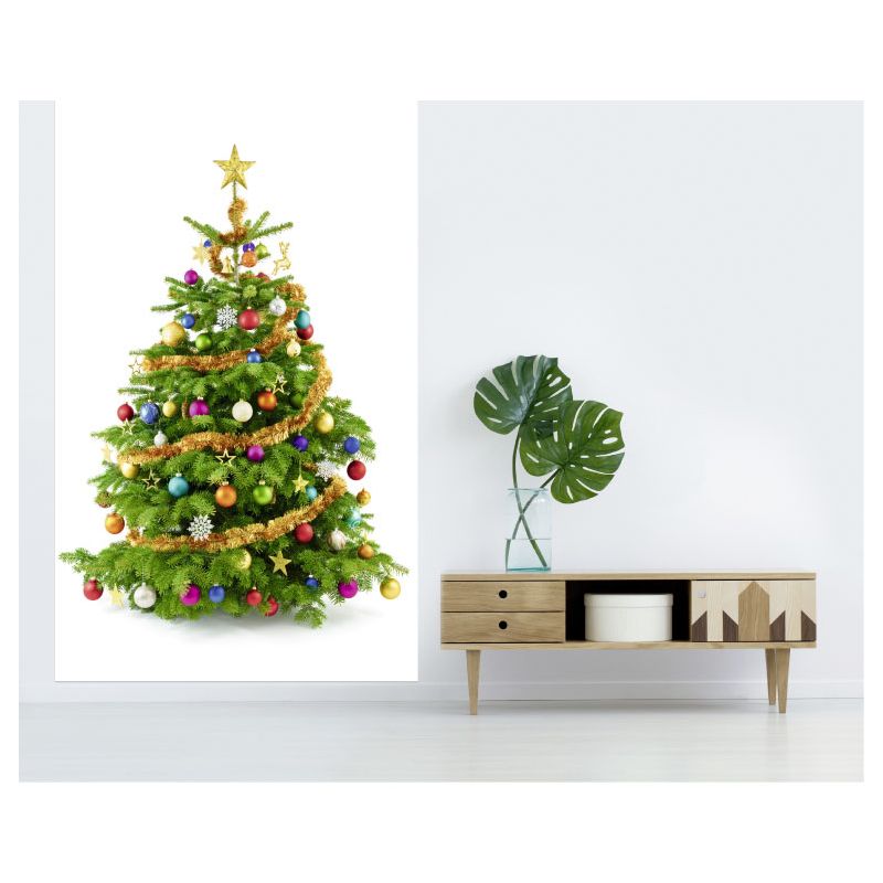 Poster mural sapin décoré pour les fêtes
