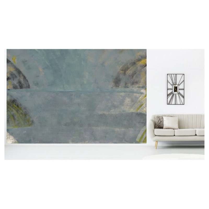 Póster pintura abstracta gris barcos en el Mar Mediterráneo