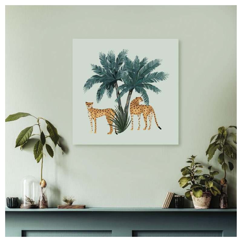 Toile avec deux guépards et palmiers