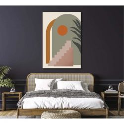 Toile art abstrait avec escalier graphique