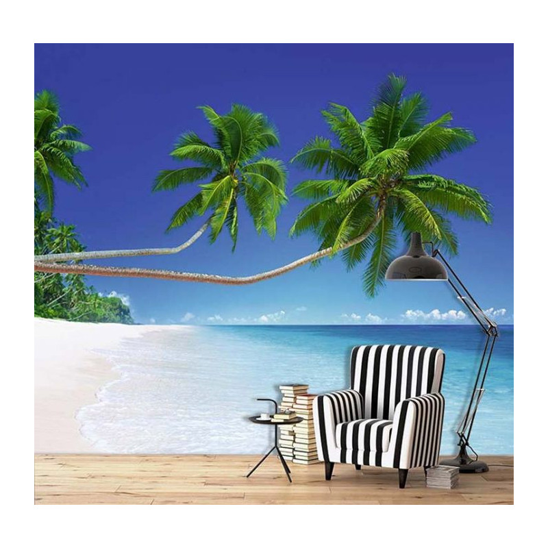 Papier Peint plage avec palmiers