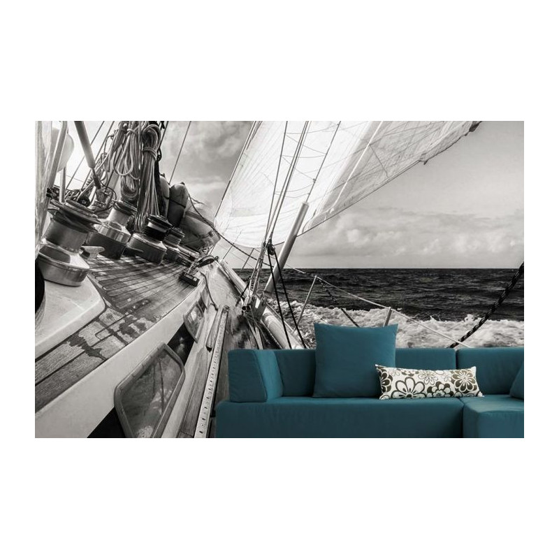 Papier Peint salon bateau noir et blanc