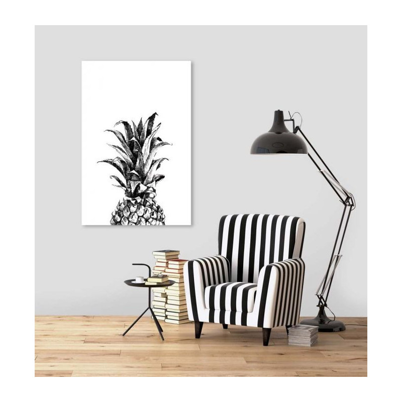 Toile blanche d’un ananas noir minimaliste