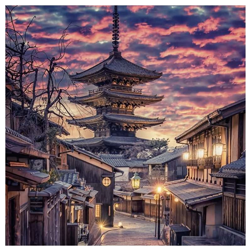 Tableau temple zen : photo d'art paysage du Japon