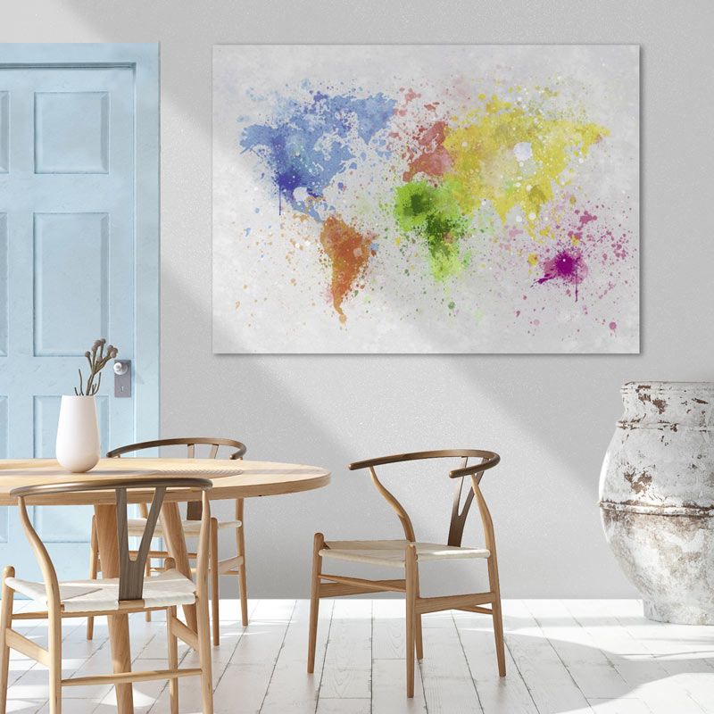 Lienzo impreso del mapa del mundo extra grande - Splash the World