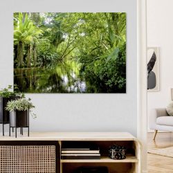 Tableau paysage tropical avec forêt dense