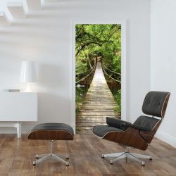 Decoración de pared puertas - trampantojo puente colgante en la selva