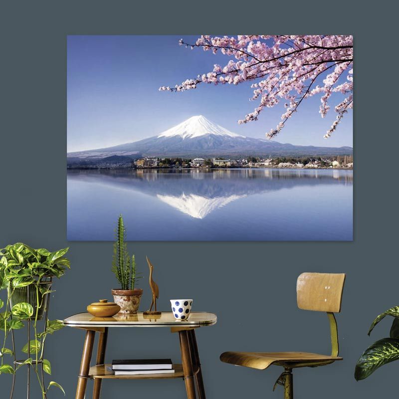 Mount Fuji - oversized zen canvas print - under the cherry tree