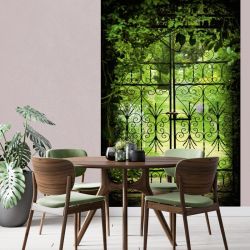 Tenture murale trompe l'oeil porte de jardin