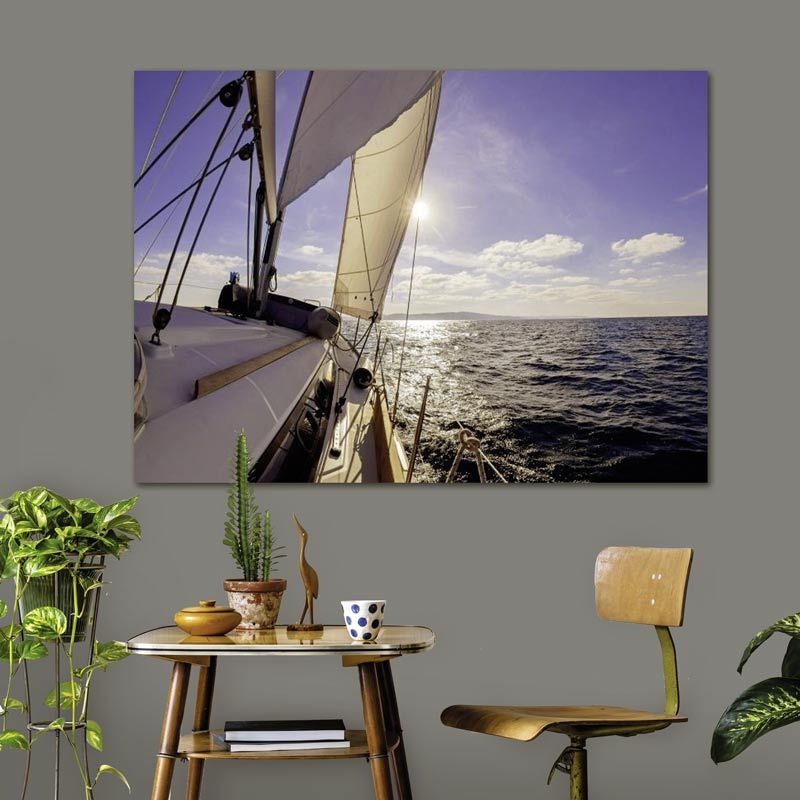 On the deck of a sailing boat -  wall canvas  art print