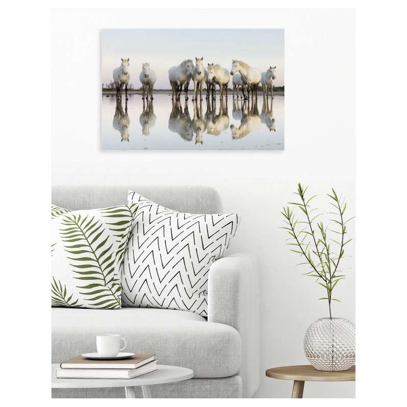 Tableau paysage de plage et chevaux