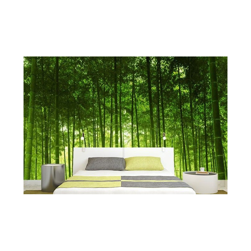 Papier Peint tête de lit impression bambou