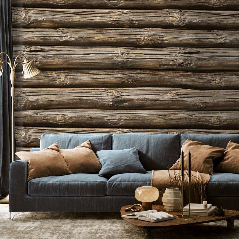 Trompe l'oeil log wall poster - Remember your holidays in a chalet!-